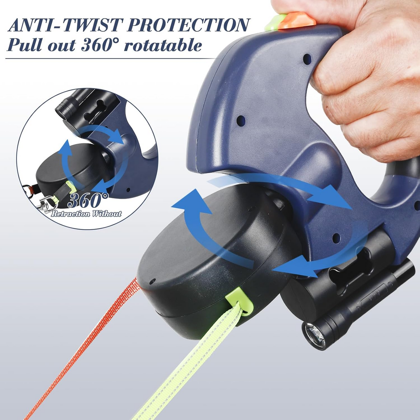 Retractable Dual Dog Leash with 360° Swivel & Reflective Lead