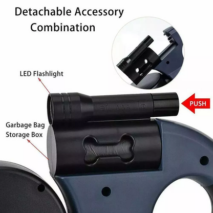 Retractable Dual Dog Leash with 360° Swivel & Reflective Lead