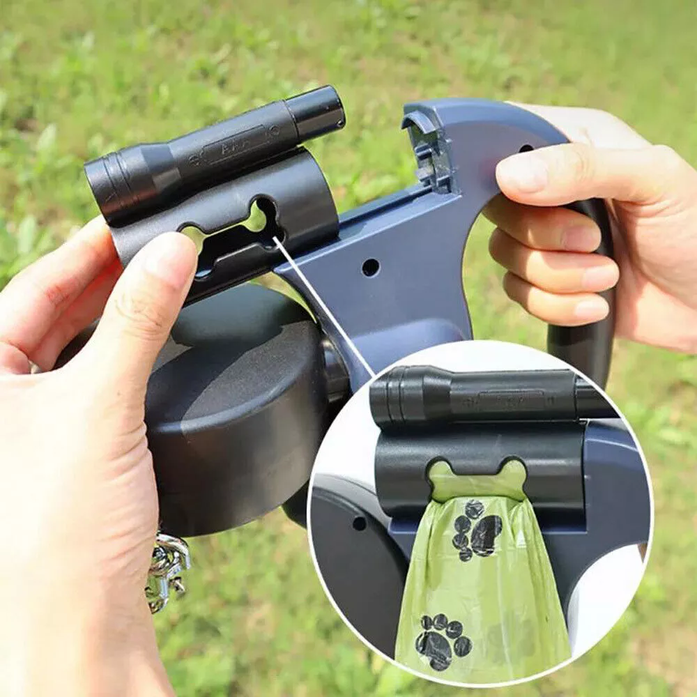 Retractable Dual Dog Leash with 360° Swivel & Reflective Lead